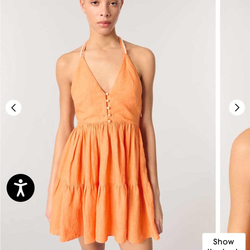 Maje Linen Pearl-Trim Mini Dress